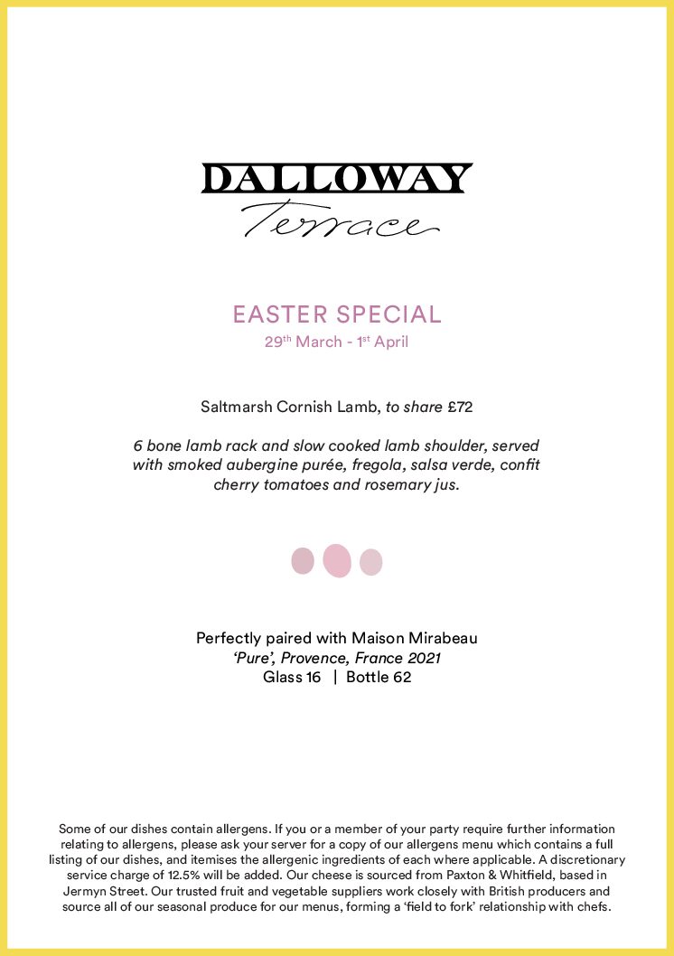 Dt Easter Special 2024 Web Dalloway Terrace