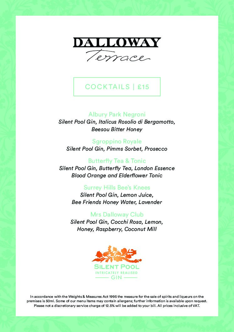 DTxSilent Pool Cocktail Menu